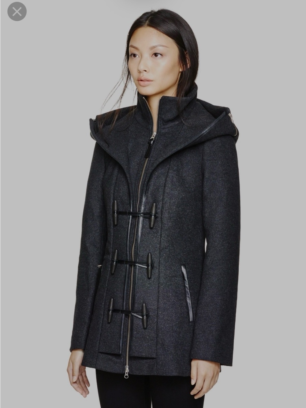 Mackage Wool Toggle Coat - Dark Gray XXS